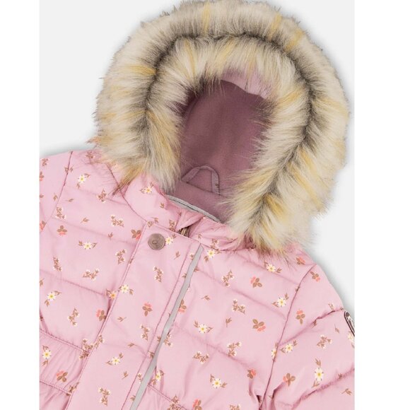 Deux par Deux One Piece Baby Snowsuit Rose Printed Mini Flowers 24M - Picture 5 of 11